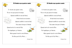 À l'école aux quatre vents - Les saisons - Poésie : Primaire 3 - PDF à imprimer