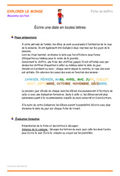 Écrire une date en toutes lettres - Séquence - Fiche de préparation : Maternelle 1 - PDF à imprimer