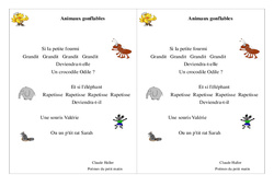 Animaux gonflables - Poésie animaux : Primaire 2 - PDF à imprimer