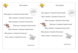 Deux pigeons - Poésie animaux - Français : Primaire 2 - PDF à imprimer