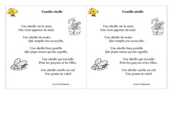 Gentille abeille - Poésie animaux - Français : Primaire 2 - PDF à imprimer