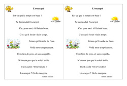 L'escargot - Poésie animaux - Français : Primaire 2 - PDF à imprimer