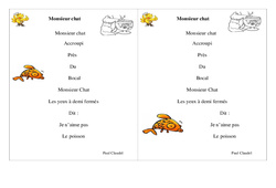 Monsieur chat - Poésie animaux - Français : Primaire 2 - PDF à imprimer