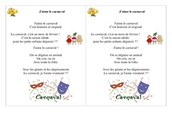 Poésie carnaval - J'aime le carnaval - Français : Primaire 2 - PDF à imprimer