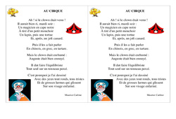 Poésie - Le cirque -   Français : Primaire 2 - PDF à imprimer