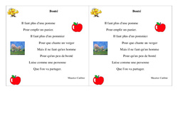 Poésie - La bonté -   Français : Primaire 2 - PDF à imprimer