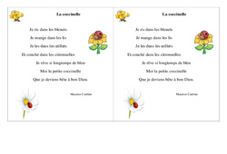 Poésie - La coccinelle -   Français : Primaire 2 - PDF à imprimer