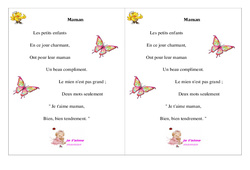 Maman - Fête des mères - Poème et poésie - 2 : Primaire 2 - PDF à imprimer