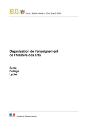 Organisation de l’enseignement de l'histoire de l'art - B.O - Bulletin officiel n° 32 du 28 août 2008 : Primaire 4, 5 - PDF à imprimer