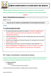 Origine,transformation et conservation des aliments - Fiche de préparation - Séquence  : Primaire 4, 5 - PDF à imprimer