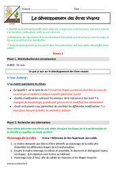 Développement des êtres vivants - Séquence - Fiche de préparation : Primaire 4, 5 - PDF à imprimer