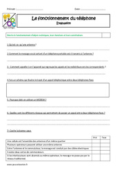 Fonctionnement du téléphone - Examen Evaluation : Primaire 4, 5 - PDF à imprimer