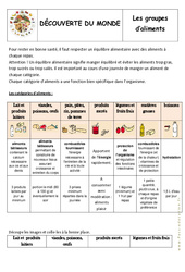 Groupes d'aliments - Exercices - Alimentation - Découverte du monde : Primaire 2 - PDF à imprimer