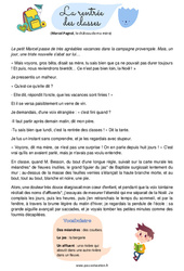 Rentrée des classes - La rentrée - Lecture : Primaire 3 - PDF à imprimer
