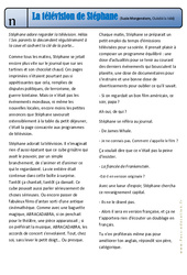 La télévision de Stéphane - Oukélé la télé - Exercices - Lecture - Récit : Primaire 3 - PDF à imprimer