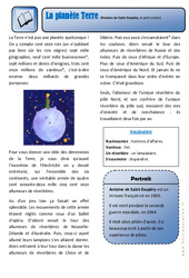 La planète Terre - Le petit prince - Exercices - Lecture - Récit : Primaire 3 - PDF à imprimer