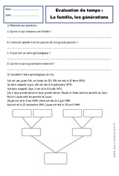 Générations - Famille - Examen Evaluation - Espace temps : Primaire 2 - PDF à imprimer