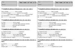 Sont / son, et / est, a / à - Exercices 2 - Orthographe : Primaire 2 - PDF à imprimer