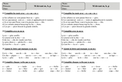 M devant m, b, p - Exercices 2 - Orthographe : Primaire 2 - PDF à imprimer