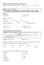 Puissances de 10 - Ecriture scientifique - Exercices - Calculs : Secondaire 2 - PDF à imprimer