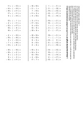 Addition des relatifs -  révisions - Exercices - Numération : Secondaire 1 - PDF à imprimer