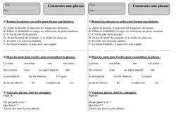 Construire une phrase - Grammaire - Exercices corrigés : Primaire 2 - PDF à imprimer