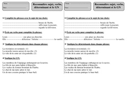 Sujet - Verbe - Déterminant - Groupe Nominal - Grammaire - Exercices corrigés : Primaire 2 - PDF à imprimer