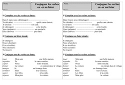Verbes en er - Futur - Conjugaison - Exercices corrigés : Primaire 2 - PDF à imprimer