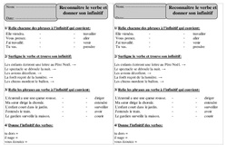 Reconnaître le verbe et donner son infinitif - Conjugaison - Exercices corrigés : Primaire 2 - PDF à imprimer