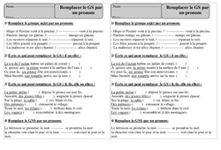 Remplacer le Groupe sujet par un pronom - Grammaire - Exercices corrigés : Primaire 2 - PDF à imprimer