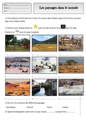 Paysages du monde - Exercices - Espace temps : Primaire 2 - PDF à imprimer