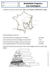 Montagnes - Paysages - Examen Evaluation - Espace temps : Primaire 2 - PDF à imprimer