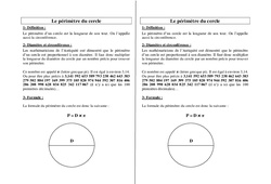 Périmètre du cercle - Cours, Leçon : Primaire 3, 4, 5 - PDF à imprimer