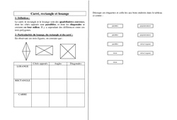 Carré, rectangle et losange - Exercices : Primaire 3, 4, 5 - PDF à imprimer
