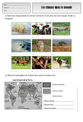 Climats dans le monde - Exercices - Espace temps : Primaire 2 - PDF à imprimer