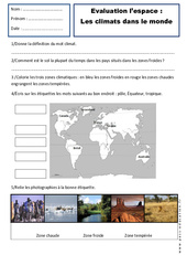 Climats - Examen Evaluation - Espace temps : Primaire 2 - PDF à imprimer