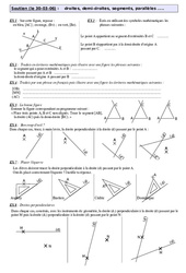 Droites, demi - droites, segments, parallèles ..... - Géométrie - Exercices - Soutien scolaire - Fiches de révisions : Primaire 6 - PDF à imprimer