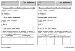 Nom féminin en e - Exercices corrigés : Primaire 3 - PDF à imprimer