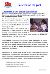 Semaine du goût - Début  - Sciences - Texte documentaire - Questions et correction : Primaire 2, 3, 4 - PDF à imprimer