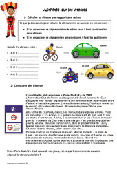 Activités  sur les vitesses - Exercices : Primaire 4, 5 - PDF à imprimer