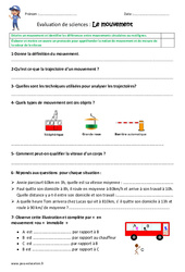 Mouvement - Examen Evaluation : Primaire 4, 5 - PDF à imprimer