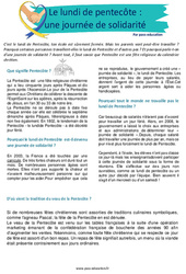Lundi de Pentecôte - Journée de la solidarité - Lecture : Primaire - PDF à imprimer