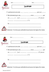 Phrase - Cours, Leçon  : Primaire 3 - PDF à imprimer