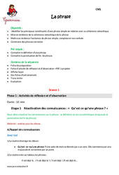Phrase - Séquence - Fiche de préparation : Primaire 4 - PDF à imprimer