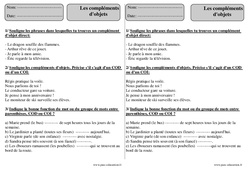 Compléments d'objets - Exercices avec correction - COD - COI : Primaire 3 - PDF à imprimer