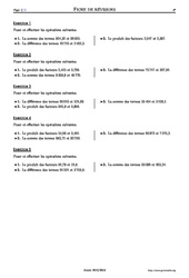 Poser des opérations - Exercices corrigés - Mathématiques - Soutien scolaire : Primaire 6 - PDF à imprimer
