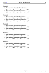 Classer des nombres décimaux - Exercices corrigés - Mathématiques - Soutien scolaire : Primaire 6 - PDF à imprimer