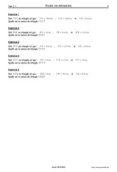 Réciproque du théorème de Pythagore - Exercices corrigés - Mathématiques - Soutien scolaire : Secondaire 2 - PDF à imprimer