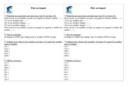 Pair ou impair - Exercices - Numération : Primaire 2 - PDF à imprimer