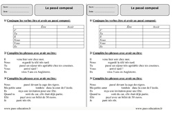 Passé composé - Exercices corrigés : Primaire 3 - PDF à imprimer